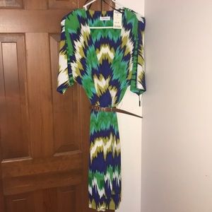 Jewel tones,faux wrap dress